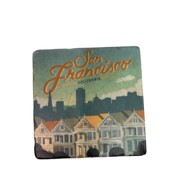 San Francisco Tile Cork Backed Souvenir Drink Coaster 4 Inch - Picture 1 of 6